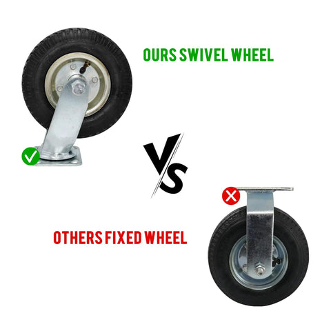 Comparison of Top Notch 8 Inch Pneumatic Industrial Caster Wheels With Slick Black Rubber Tires For Smooth Rolling And Heavy Duty Floor Protection.