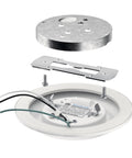 6.4 Inch Led Flush Mount Ceiling Light White Finish Delivers 1000 Lumens components for installation, showing wiring and metal parts.