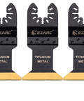 Three EZARC titanium oscillating tool blades for metal and wood cutting, 3-pack