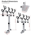 Crappie Rod Holder System For Boat Track Mount Four Rod Adjustable Spider Rig Setup Built With 316 Stainless Steel And Marine Aluminum Durable Track Compatible Design Fits Most Standard Track Systems, dimensions extended and retracted