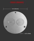 Real Deal Stainless Steel Four Inch Screw Cap Floor Box Cover With Twenty Amp Outlet For Hardwood Tile And Marble Floors No Fuss Clean Install Quick Flush Mount Power Drop, showing dimensions 4.0 in diameter.