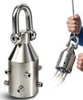 Real Deal Heavy Duty Wire Pulling Grip Four Slot Cable Puller Tool With Four Thousand Pound Capacity For Pro Electrical Conduit Runs and Underground Wiring Jobs Across The Nation, showing stainless steel grip.