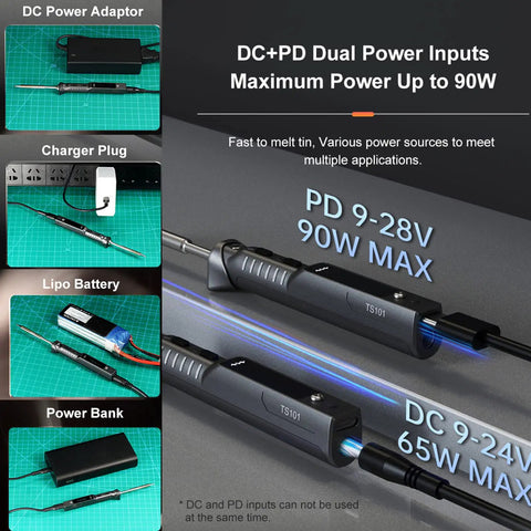 Smart Soldering Iron Upgrade TS101 With PD And DC Power 90W Max Pocket Size Beast of a Programmable Welding Station USB C Input OLED Display Heats Up in 10 Seconds 50 400 C Range Includes Original BC2 Tips
