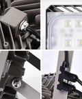 Close-up of JUDYSSY Led Floodlight Outdoor Super Bright, showcasing waterproof connectors and heat dissipation design.