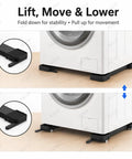 Lift, Move & Lower mechanism of Heavy Duty Washer Dryer Pedestal With Roller Sliders For Easy Lift Move And Lower Heavy Appliances.