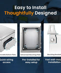Heavy Duty 304 Stainless Steel Electrical Junction Box IP65 Waterproof Lockable Metal Enclosure For Indoor And Outdoor 14 By 10 By 6 Inch features removable and galvanized mounting plates.
