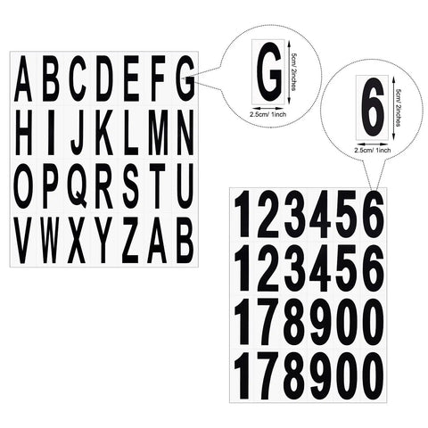 Mailbox Numbers And Letters Stickers For Outdoor Use, Black Vinyl Address Decals showing letters and numbers 2 X 1 Inches