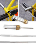 Pro-Grade Bottom Bracket Thread Tapping Tool Kit With Replaceable Taps shown on yellow bike frame, close-up view.