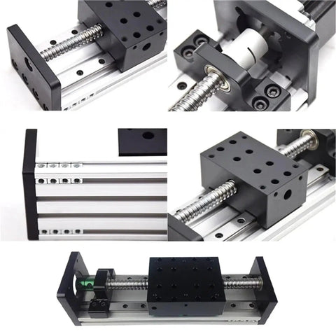 Precision Ball Screw XYZ Motion Slide With Three Pitch Options, 100mm To 1000mm Adjustable Travel, Integrated Linear Guide For Rock Solid Single Axis Or Versatile XYZ Multi Axis Setup black metal CNC slide