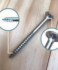 Marine Grade 316 Stainless Steel Wood Screws Size 10 x 2-1/2 Inch Flat Head Square Drive Self Tapping Rust Resistant