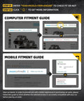 Computer and mobile fitment guide for checking car part compatibility on Amazon