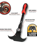 Indexing Twin Hook Oil And Grease Seal Puller With 14 Locking Positions and 12in shaft, close-up on handle and hooks