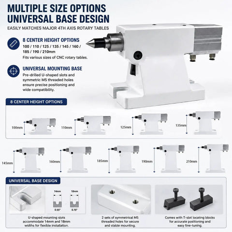 Heavy Duty Cnc 4 Axis Pneumatic Tailstock With 50Mm Stroke Plug And Play Rig Built Tough for 4th axis rotary tables.