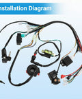 Installation diagram of Electric Wiring Harness Kit For 110cc And 125cc Chinese ATVs Quad Bikes Like Taotao Coolster 4 Wheeler