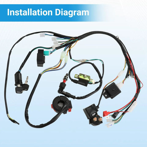 Installation diagram of Electric Wiring Harness Kit For 110cc And 125cc Chinese ATVs Quad Bikes Like Taotao Coolster 4 Wheeler