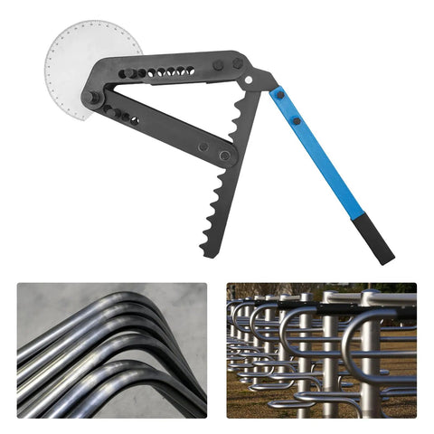Heavy Duty Manual Pipe Bender With Precision Angle Gauge And Long Lever Handle For Smooth One Hundred Twenty Degree Bends No Sweat Tube Bending Tool For Pro Mechanics And Shop Crew with precision gauge and lever.