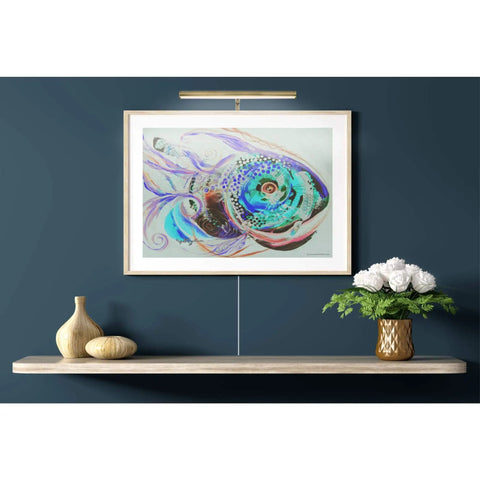 14 Inch Adjustable LED Picture Light In Antique Brass Dope Wall Art Lighting illuminating framed fish artwork