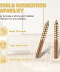 Professional Grade M5x40 Hanger Bolts Featuring A Smart Double Headed Configuration For Zero Hassle Furniture Building And Wood Joint Fixing Bombproof Carbon Steel Zinc Coated Connectors That Grip Like Glue, showing neat threads and high hardness.