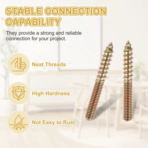 Professional Grade M5x40 Hanger Bolts Featuring A Smart Double Headed Configuration For Zero Hassle Furniture Building And Wood Joint Fixing Bombproof Carbon Steel Zinc Coated Connectors That Grip Like Glue, showing neat threads and high hardness.