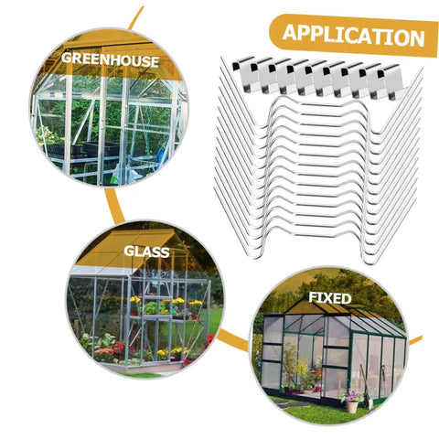 Stainless Steel Greenhouse Repair Kit With Z Clips For Glass Panels And Plant Mounting Clips 50 Set Heavy Duty Fixing Hardware For DIY Garden Greenhouses Windproof Weatherproof Glass Pane Support