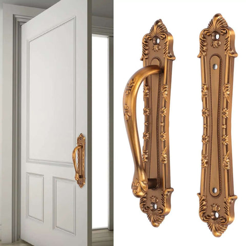 Beefy Heavy Duty Antique Barn Door Handle Set Double Sided Pull For Sliding Barn Doors Gates Garages Sheds Easy Install Rustic Carved Design