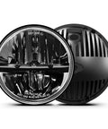 Front and back view of 2 Pack 7 Inch LED Headlights For Jeep Wrangler Chevy And Miata DOT Approved Hi Lo Beam Plug And Play