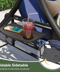 Outdoor Porch Swing With Stand And Canopy For Three Seats Adults Convertible 2 In 1 Swing Bed With Cup Holder and sidetable