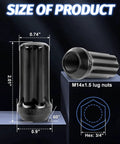 24 Pack Black XL Spline Lug Nuts M14x1.5 For 6 Lug Aftermarket Wheels With 60 Degree Conical Bulge Seat Closed End Includes 1 Socket Key