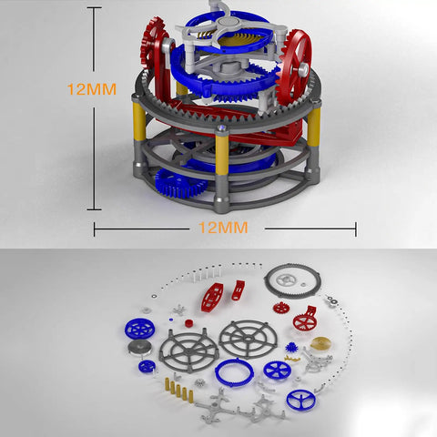 3D Printed Tri Axis Tourbillon Gear Transmission Model For STEM Education Ideal For Classrooms And Gearheads Demonstrates Coordinated Three-Axis Movement Realistic Mechanical Display Durable PET Construction For Education And Display, 12mm model