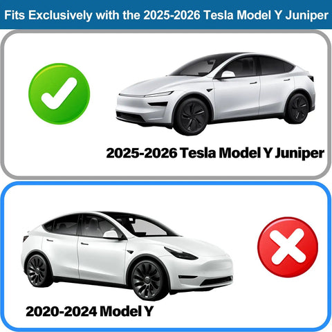 Image comparing 2025-2026 Tesla Model Y Juniper fit for Drop In Badass Aero Upgrade For The Tesla Model Y rear spoiler.