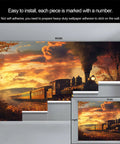 Epic Steam Train Mural Wall Art For Living Room And Bedroom, Massive Locomotive Canvas Wallpaper, 157 By 110 Inches Not Peel And Stick