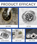 Three Piece Drain Cleaner Kit That Clears Kitchen Sinks, Bathrooms And Toilets Fast, Safe For All Pipe Types, visual efficacy images