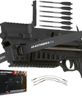 AR-6 Stinger II Compact 6-Shot Repeating Crossbow Black For Stealth Hunting And Tactical Use displayed with arrows