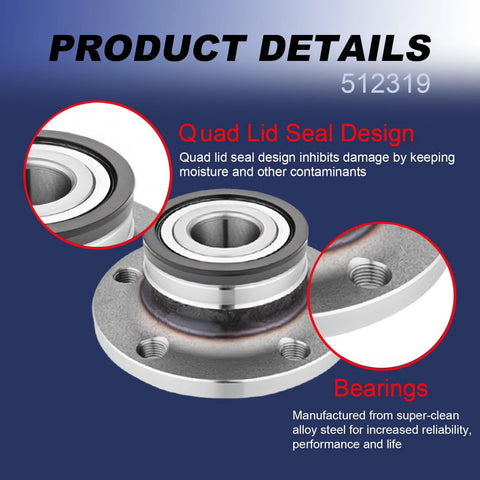 Rear Wheel Bearing And Hub Assembly Fits VW Beetle 12 19 32mm Bearing CC 09 17 FWD Golf 10 15 Passat 06 10 12 19 close-up