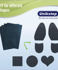 Two Pairs Across Four Pieces Wave Pattern Shoe Sole Protectors With Self Adhesive Anti Slip Grips And Heel Pads Built To Cut Noise Boost Traction And Prolong Soles On Black Shoes For Daily Use displayed in various shapes for DIY customization.