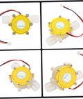 12V Micro Hydro Generator Portable Water Turbine For Off Grid Power, yellow and white compact unit, shown from various angles.