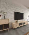 Brick Wallpaper Peel And Stick 3D Faux Brick Self Adhesive Removable Wallpaper Backsplash For Walls White And Gray Waterproof Thick Easy To Install in modern living room.