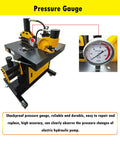 Beast Mode Heavy Duty 4 In 1 Electric Hydraulic Busbar Processing Machine with pressure gauge detail