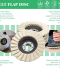 Felt flap disc featuring 28 quality compressed wool blocks, suitable for 4-1/2 to 5 inch angle grinders, 11 Piece Wool Buffing And Polishing Wheel Kit For Angle Grinder Handles Heavy Duty Metal Prep Tasks Like A Champ And Delivers A Flawless Showroom Shine.