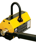 Powerlift MAG-Mate PNL1600 magnetic lifter, side view, yellow housing, black handle, 1600 lb capacity
