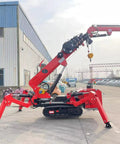 Pro Grade Mini Crawler Crane With Three Ton Hydraulic Lift System And Portable Folding Electric Hoist Plus Fly Jib for heavy lifting outdoors.