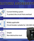 2 Pole 30 Amp Circuit Breaker For 120 Volt And 240 Volt Systems With Plug In Mount, Thermal Magnetic Protection, 10kA Breaking Capacity, Compatible With THQL Thick Series And Q Line Load Centers, black