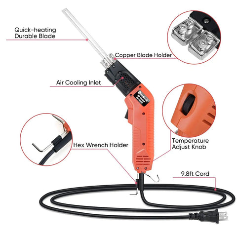 Romech Hot Knife Foam Cutter 200W Electric Air Cooled Kit with adjustable temperature knob and air cooling inlet features.