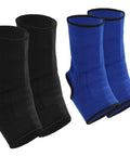 Two Pairs Muay Thai Ankle Supports Compression Sleeves For Men And Women Breathable Boxing Foot Braces Martial Arts Kickboxing Gym Running No Slip Ankle Wraps In Black And Blue Size Large