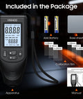 Digital Paint Thickness Gauge For Cars And All Surfaces Coating Thickness Meter package with batteries and accessories