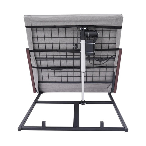 Heavy Duty Electric Bed Backrest With Remote, 661 Pounds Capacity Adjustable Lifting Support Seat, back view with motor and frame structure.