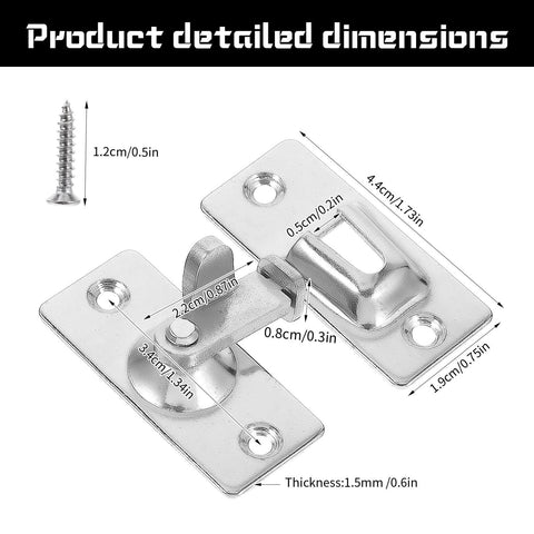 Heavy Duty Mini Sliding Barn Door Latch Lock With 90 Degree Alloy Lock For Pocket Door And Security Screen Doors detailed dimensions