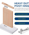 Real Deal Heavy Duty Invisible Door Hinges Rotating 360 Degrees Smooth And Silent For Bookcases Concealed Pivot Hardware shown with wood door and pivot.