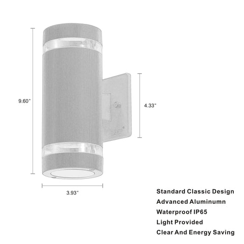 Dimensions and features of Two Pack Outdoor Wall Lights In Black Aluminum Waterproof IP65 3000K Warm White 5W LED Up And Down Porch Lighting