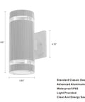 Diagram of 4 Pack LED Porch Lights Up and Down Outdoor Wall Light With Aluminum Body Waterproof IP65 3000K Warm White 5W